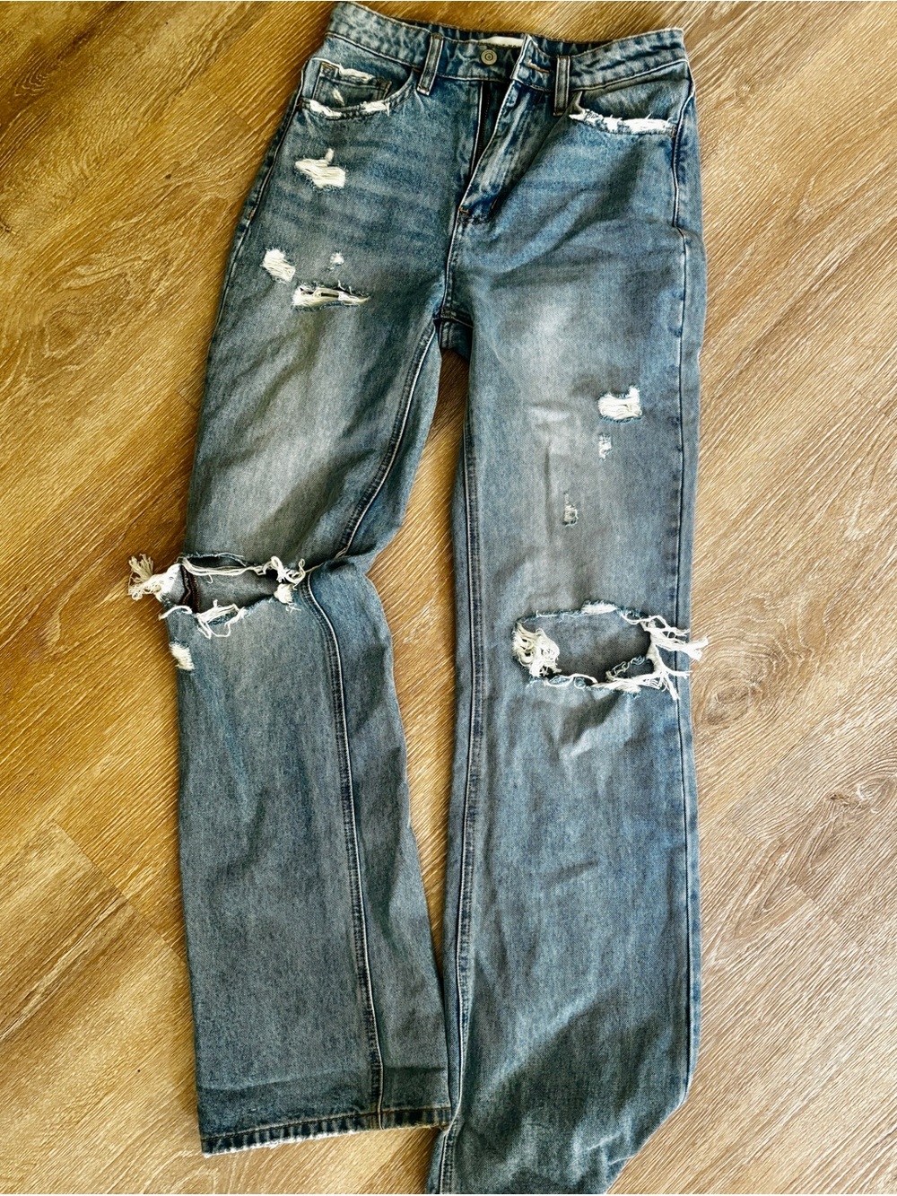 Flying Monkey Women’s High-Rise Distressed Straight Jeans